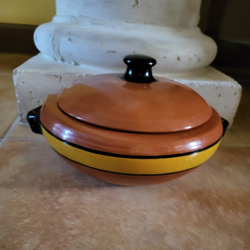 Orange and Black Ceramic Casserole Dish